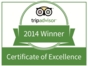 TripAdvisor Certificate of Excellence 2014