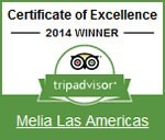 Melia Las Americas Certificate of Excellence Tripadvisor 2014